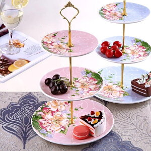 點心盤陶瓷水果盤子藍客廳創意蛋糕架玻璃干果盤下午茶點心托盤 都市時尚