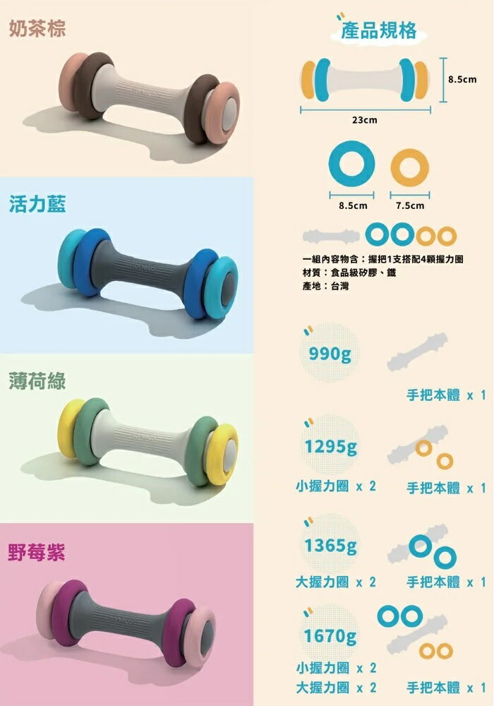 【海夫生活館】同樂ToneLa 好握鈴 4段重量調節 高回彈矽膠 野莓紫 7