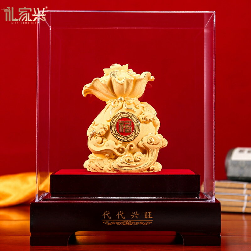 禮家興絨沙金工藝品代代興旺聚寶盆擺件喬遷開業禮品個性定製禮物