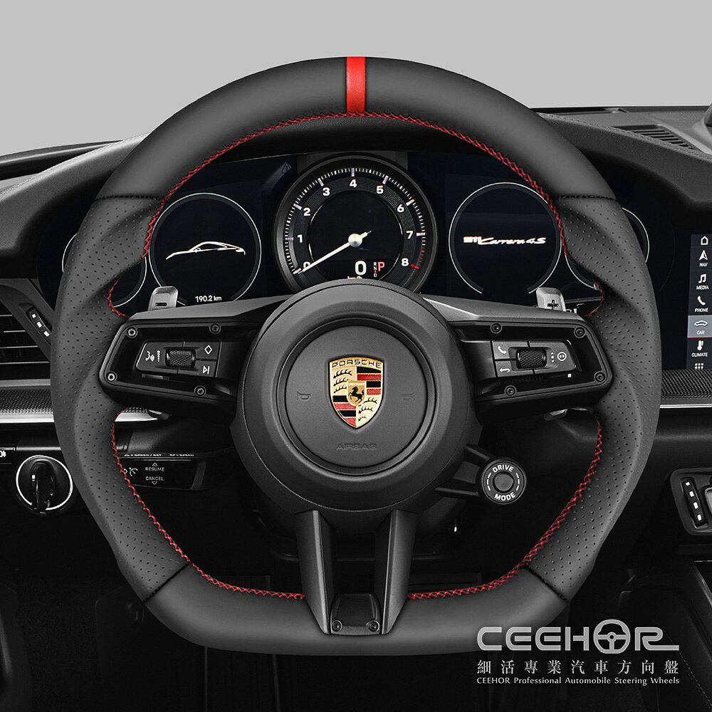 [細活方向盤] 全牛皮款 911 PANAMERA TAYCAN MACAN CAYENNE PORSCHE 保時捷 變形蟲方向盤 2