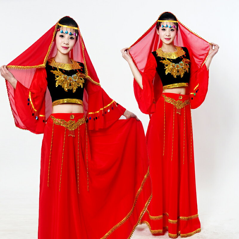 新款新疆維吾爾族舞蹈表演服裝 女少數民族印度肚皮舞臺演出服裝