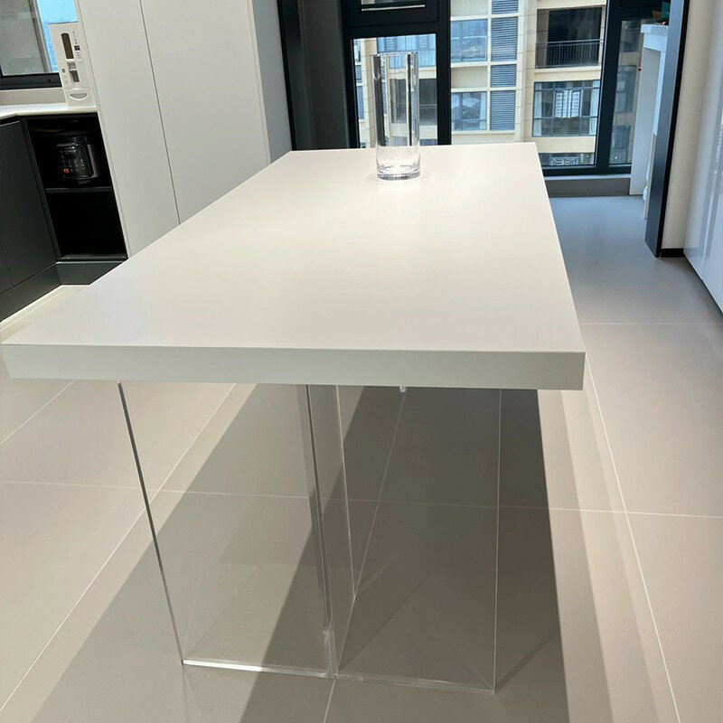 餐桌 透明懸浮德利豐巖板餐桌意式極簡北歐設計師長方形家用飯桌