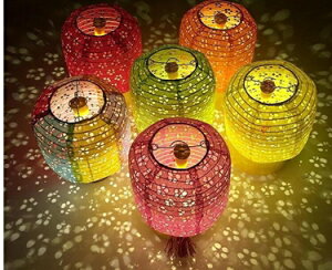 創意兒童手提花燈LED發光中國傳統古風創意投影鏤空紙燈籠 【快速出貨】 全館免運