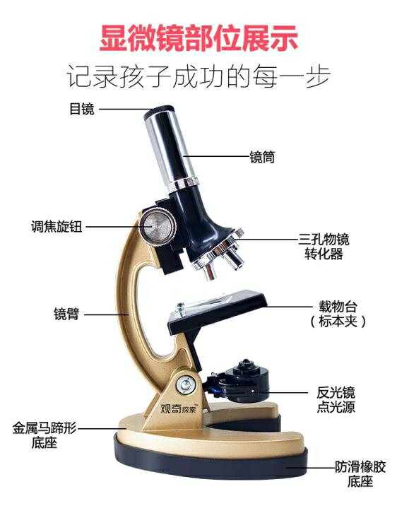 光學顯微鏡專業生物科學兒童初中學生高倍1200倍科學實驗便攜套裝 全館免運