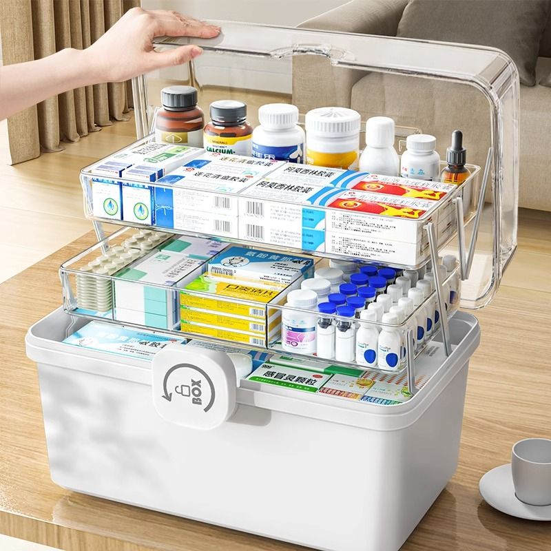 免運 可開發票 家用藥箱家庭裝藥物收納盒特大容量醫藥箱多層兒童藥品小藥盒