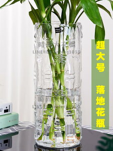 特大號落地富貴竹花瓶擺件玻璃透明水養水培直筒家用客廳插花裝飾【時尚大衣櫥】