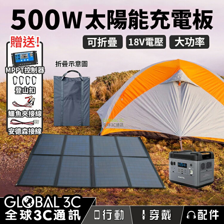 【4%點數】500W 太陽能充電板 18V 可折疊 高效率 一天2.6度電