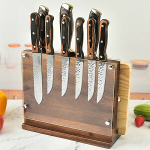 磁吸刀架 磁性刀架 刀具收納 雙面磁性刀架菜板架一體創意廚房磁吸刀座刀具砧板置物架『ZW5685』