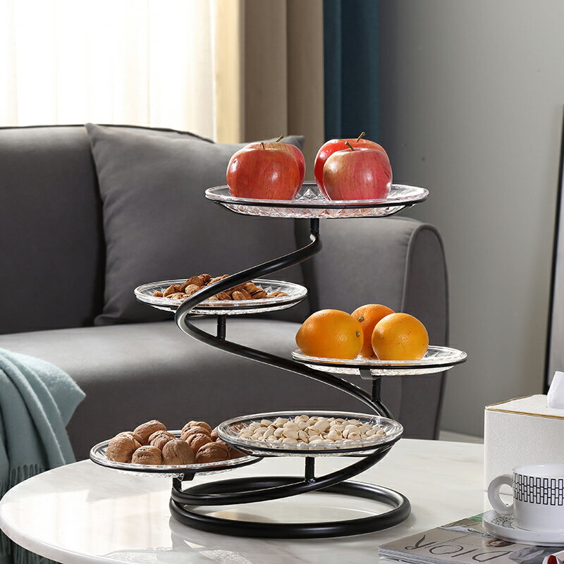 多層水果盤蛋糕點心托盤架子帶蓋客廳家用茶幾創意擺件零食干果盆