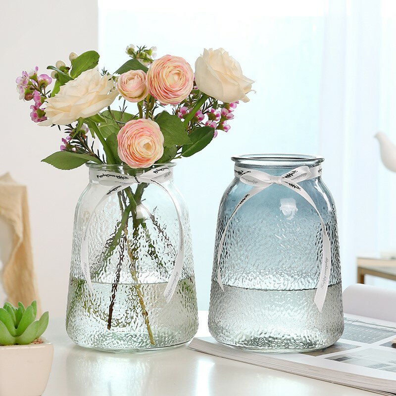 向日葵花瓶鮮花芍藥玫瑰專用玻璃花瓶圓肚韓式水培大口徑插花客廳