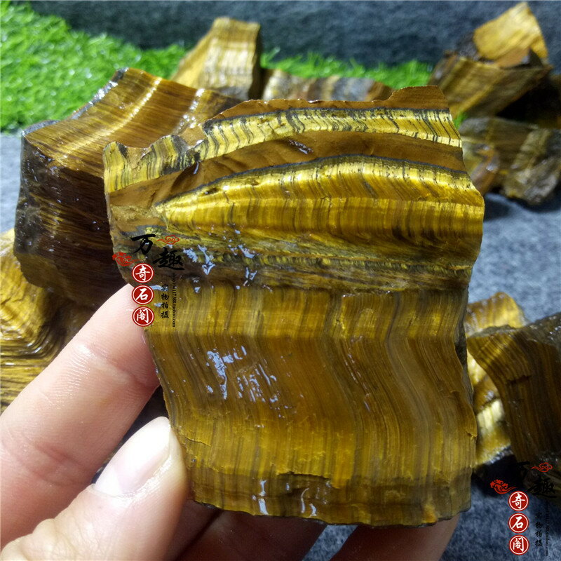 天然虎眼石虎睛石原石吊墜雕刻料原石礦物晶體標本鎮財招財擺件| 協貿