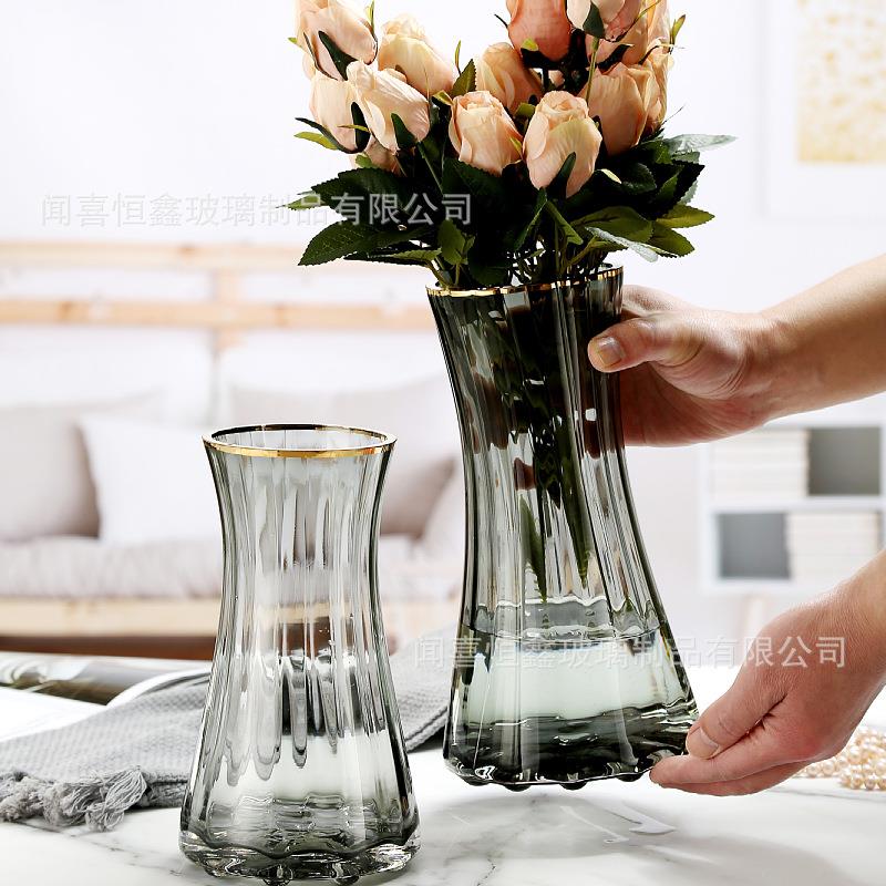金口鉆花玻璃花瓶透明北歐簡約客廳創意餐桌插花水培花器裝飾擺件