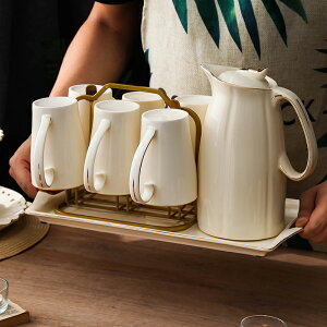 輕奢水杯套裝家用歐式陶瓷客廳茶壺茶杯簡約水具套裝創意送禮禮盒