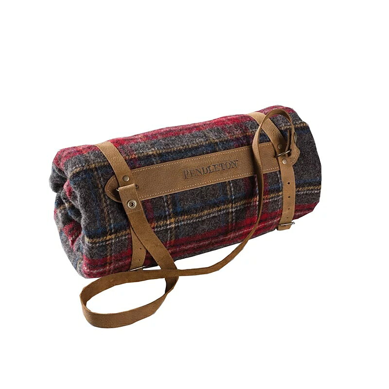 ├登山樂┤美國 PENDLETON 便攜式羊毛毯—碳黑紅款(附手提帶) # ZC333-52453