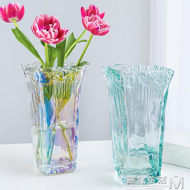 西班牙風格手工插花玻璃花瓶北歐式透明鮮花水培現代簡約客廳擺件 全館免運