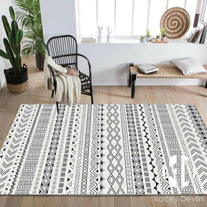 北歐客廳地毯現代簡約沙發茶幾地墊摩洛哥幾何美式臥室床邊毯【聚物優品】