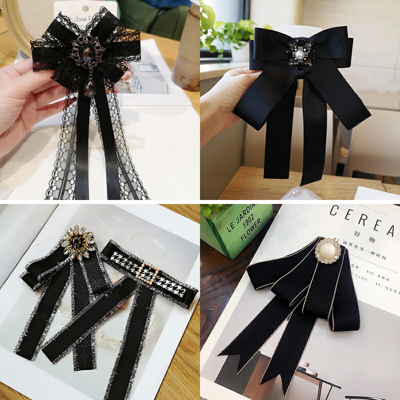 領結領帶領結女裝飾蝴蝶結 胸針韓版女士系帶學院風領花領口別針配飾【淘夢屋】