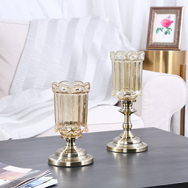 歐式奢華水晶玻璃花瓶透明水養美式裝飾餐桌客廳仿真花藝插花擺件