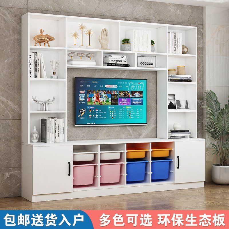 公司貨 免運/開票/安裝 實木電視櫃書櫃簡約小戶型收納櫃多功能墻櫃玩具收納櫃書架隔斷櫃 支援訂製 快速出貨 儲物櫃 電視櫃 書櫃 背景墻櫃 酒櫃 實木櫃D