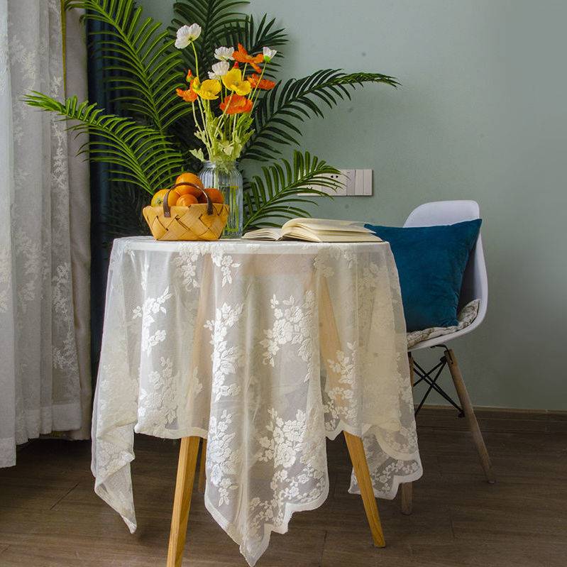復古蕾絲鏤空桌布ins法式簡約浪漫風茶幾圓桌蓋布長方形桌布