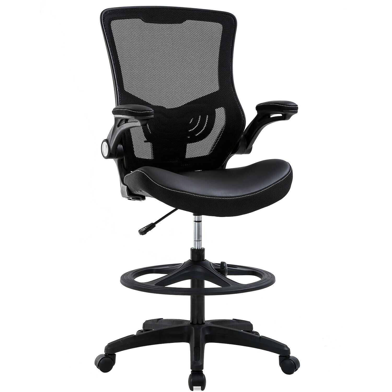 Factory Direct Drafting Chair With Flip Up Arms Foot Rest Back Support   114ae998b90242ac110005 