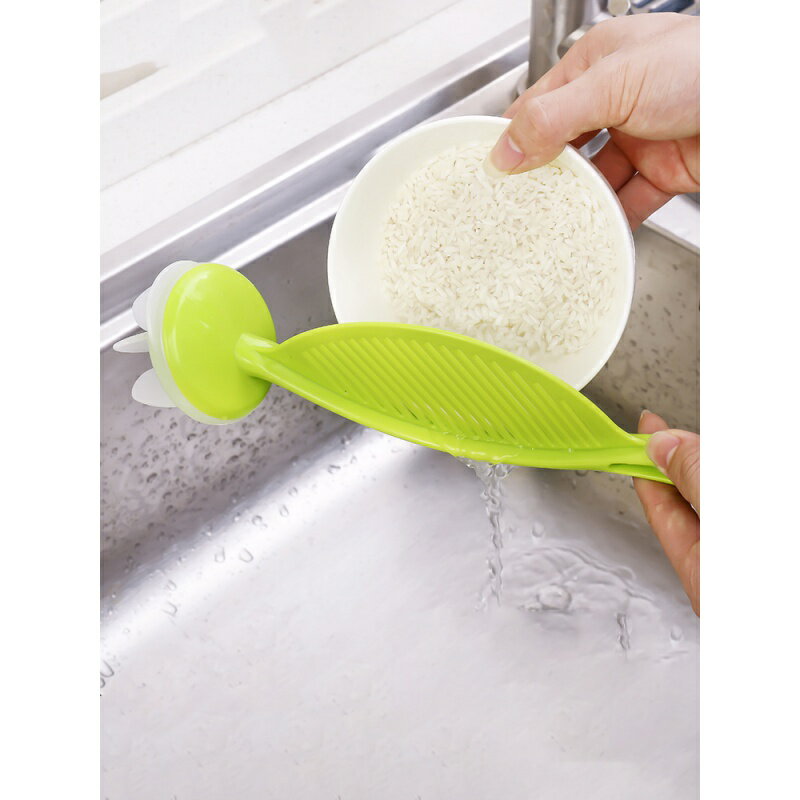 多功能洗米勺淘米神器淘米篩瀝水廚房攪拌瀝水器淘米刷
