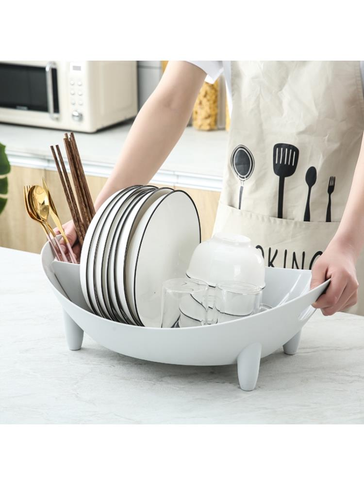 碗架瀝水架小號窄塑料家用碗盤筷廚房臺面收納籃放碗筷餐具置物架