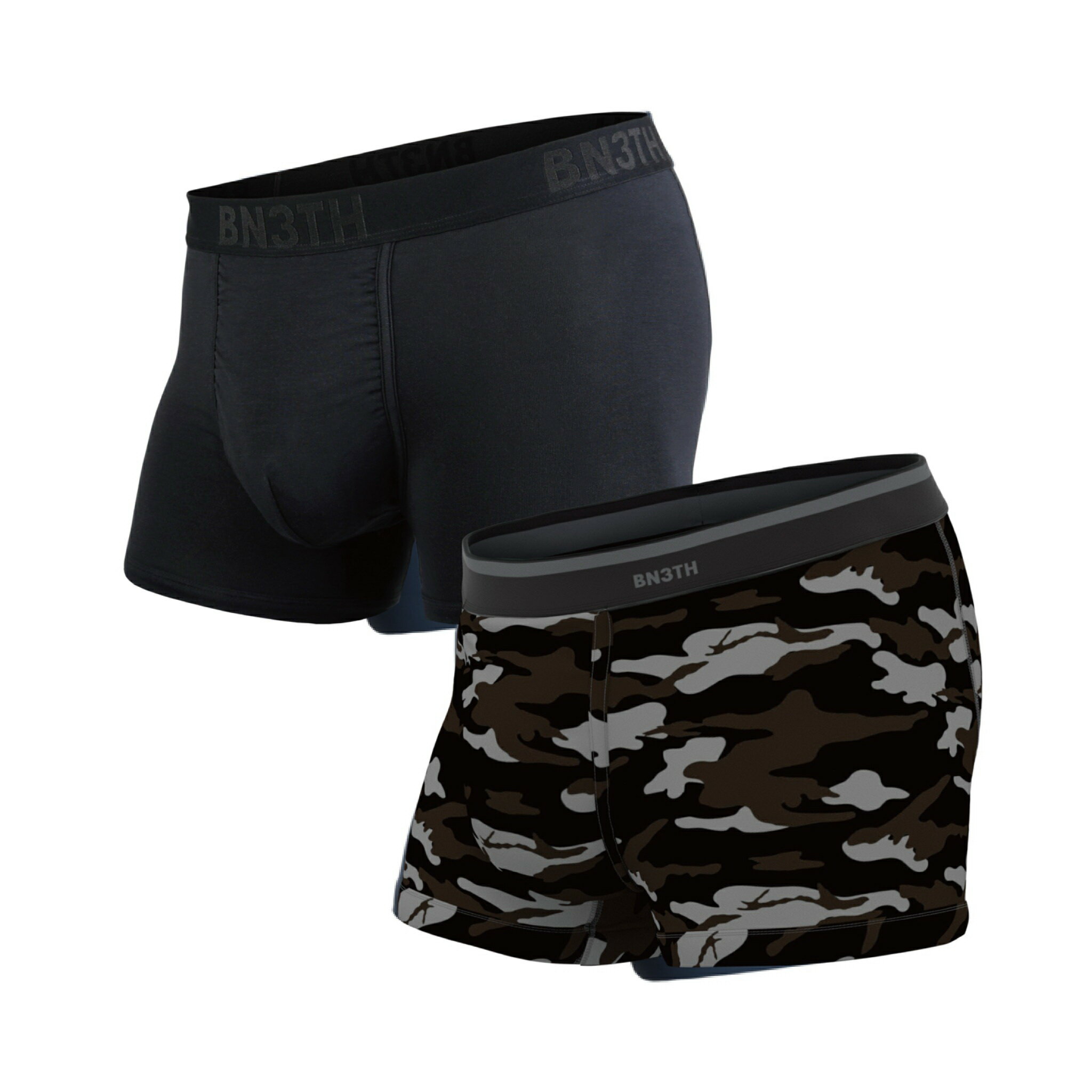 BN3TH 加拿大專櫃品牌 天絲 3D立體囊袋內褲 二件組 M2190041129 經典短版 瞬黑x黑磨迷彩