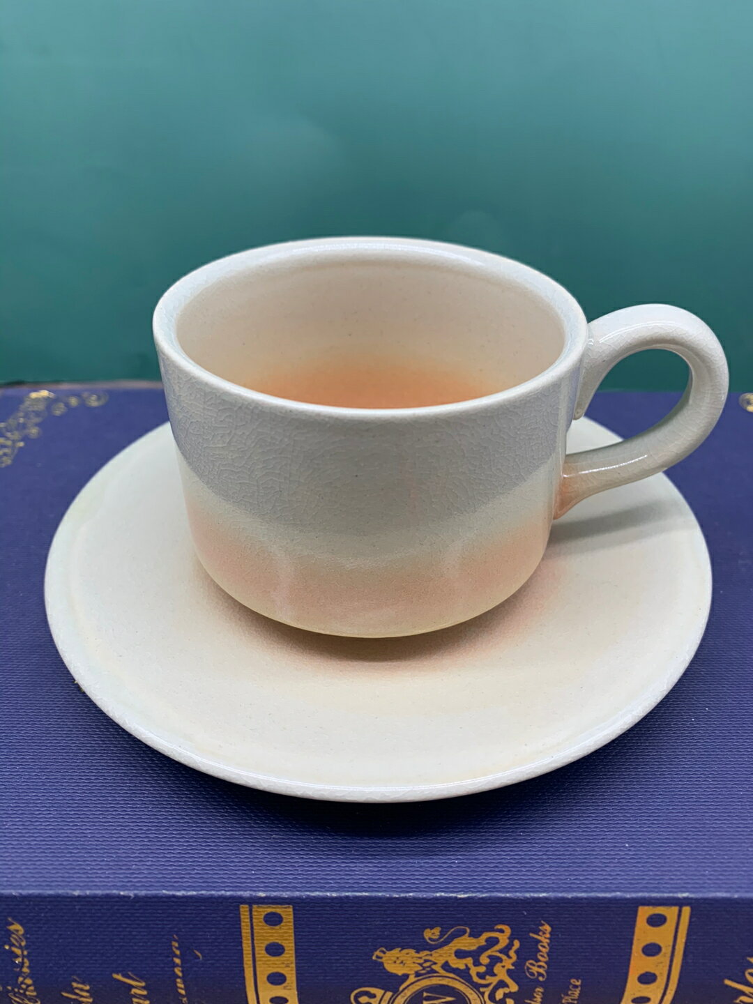 萩燒天鵬作大名家咖啡杯碟套裝日本進口咖啡杯