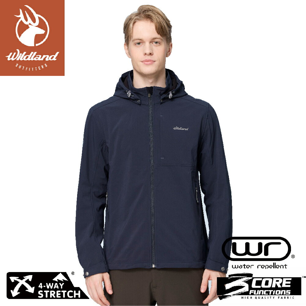 【Wildland 荒野 男 彈性超輕三層山旅機能外套《秀姑藍山》】W2902/軟殼外套/保暖外套