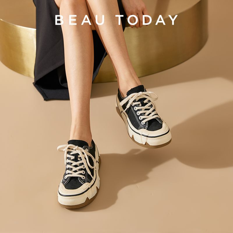 BeauToday新款厚底帆布鞋子女夏鞋運動休閑鞋ins風百搭小白鞋單鞋—貼心服飾