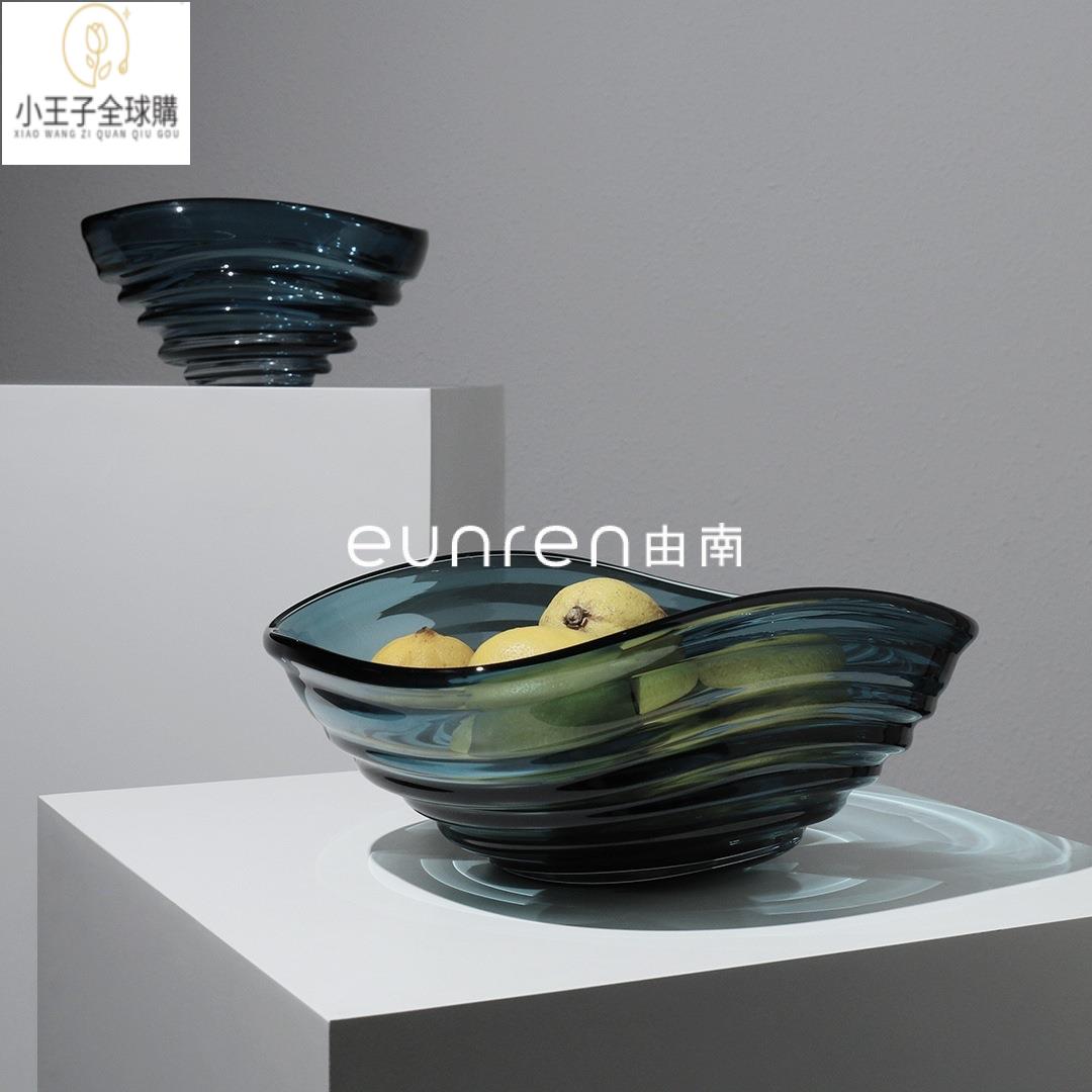 【公司現貨速發】免運 開發票 家飾 擺件 花器現代輕奢茶幾客廳玻璃水果盤託盤擺件售樓處樣板房間軟裝飾品 日式家飾