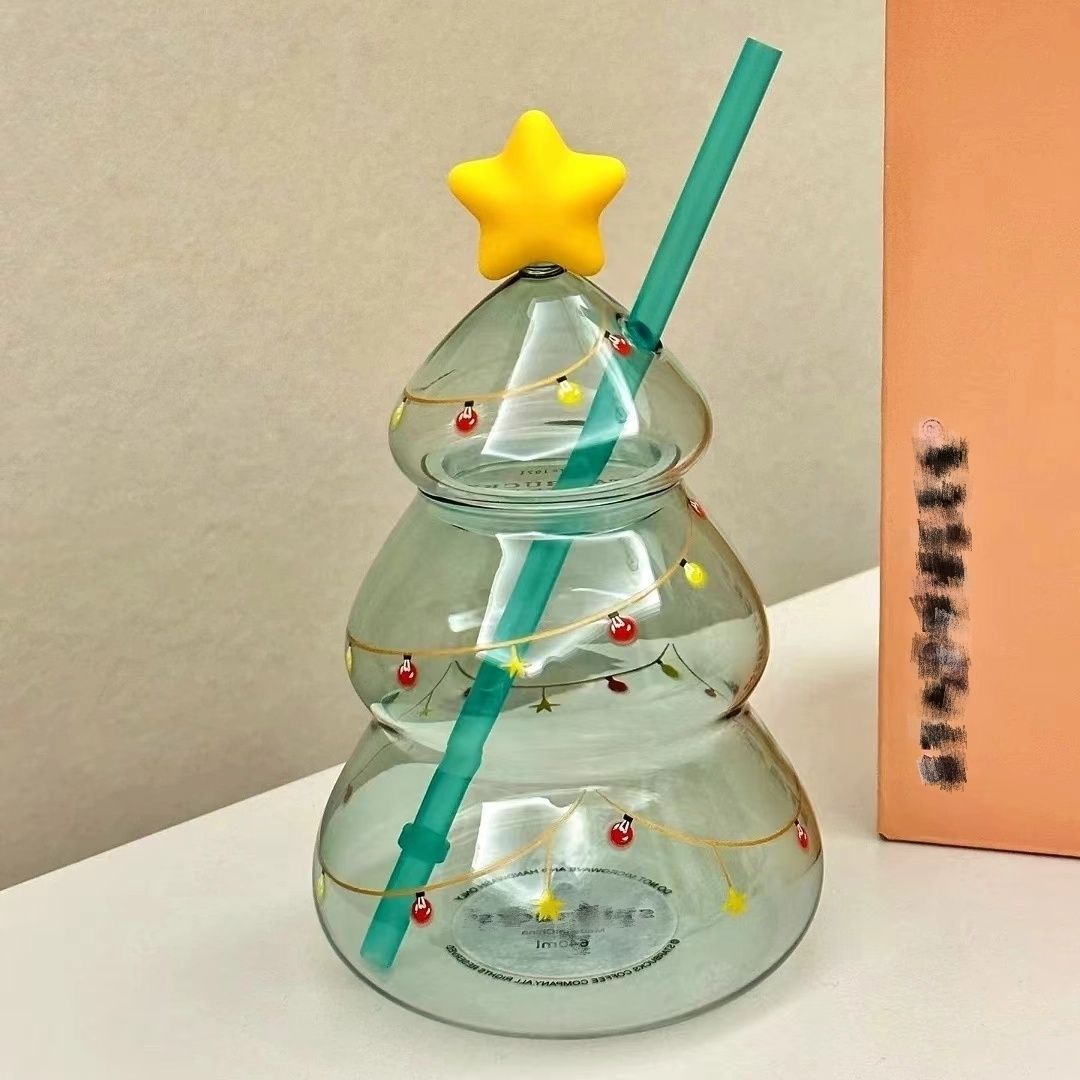 姜餅人帶圍巾杯子禮物立體圣誕造型玻璃吸管杯桌面水杯【北歐居家生活】 4