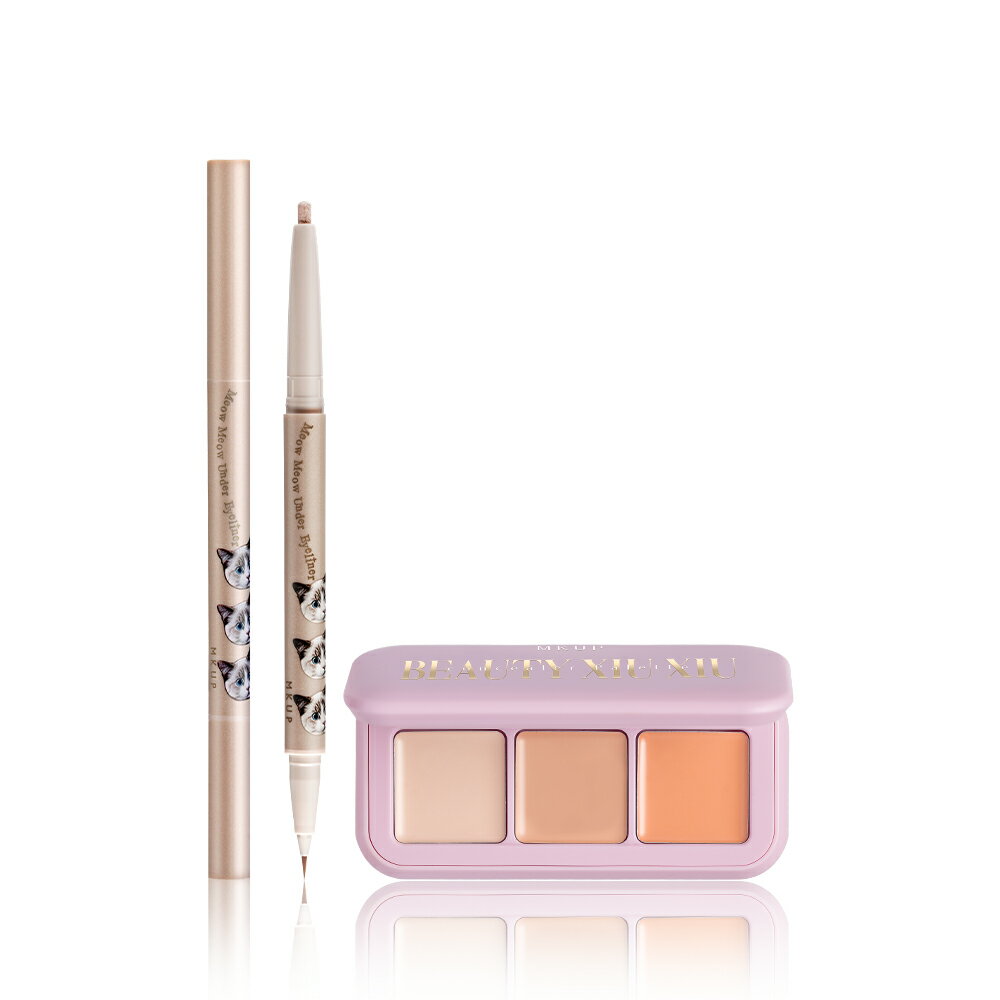MKUP 美咖【新品上市】水汪汪大眼雙頭臥蠶筆+美肌修修三色遮瑕盤
