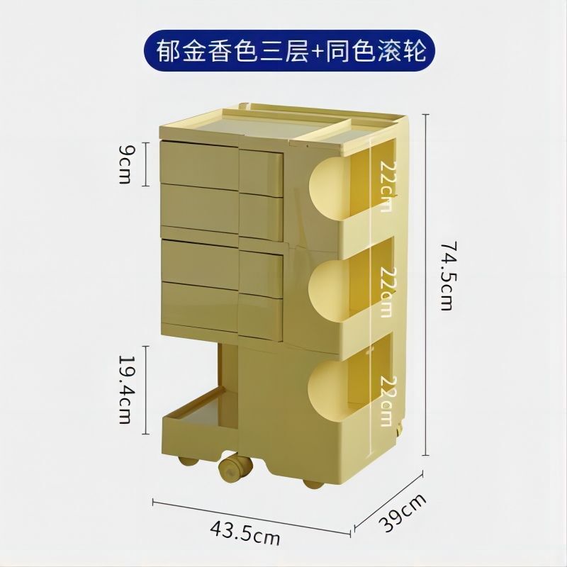 床頭櫃置物架小推車化妝品收納櫃奶油風可移動旋轉多功能收納架