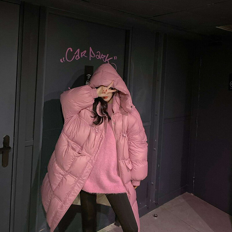 真 羽絨90%白鴨絨 羽絨服白鴨絨夾克-連帽蓬鬆過膝長款女外套3色73zc14【獨家進口】【米蘭精品】