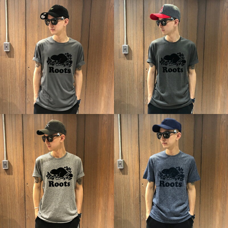 美國百分百【Roots】加拿大 海貍 經典 短袖 T-shirt T恤 男女 logo 深鐵灰/鐵灰/炭灰 AA02