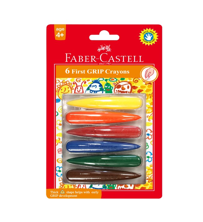 德國 Faber-Castell 輝柏 120404 學齡子彈無毒蠟筆 (6色)