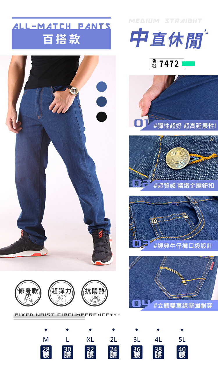 【免運】三款任選 人氣銷售 經典百搭 透氣彈力 修身小直筒 牛仔褲 工作褲 長褲 8