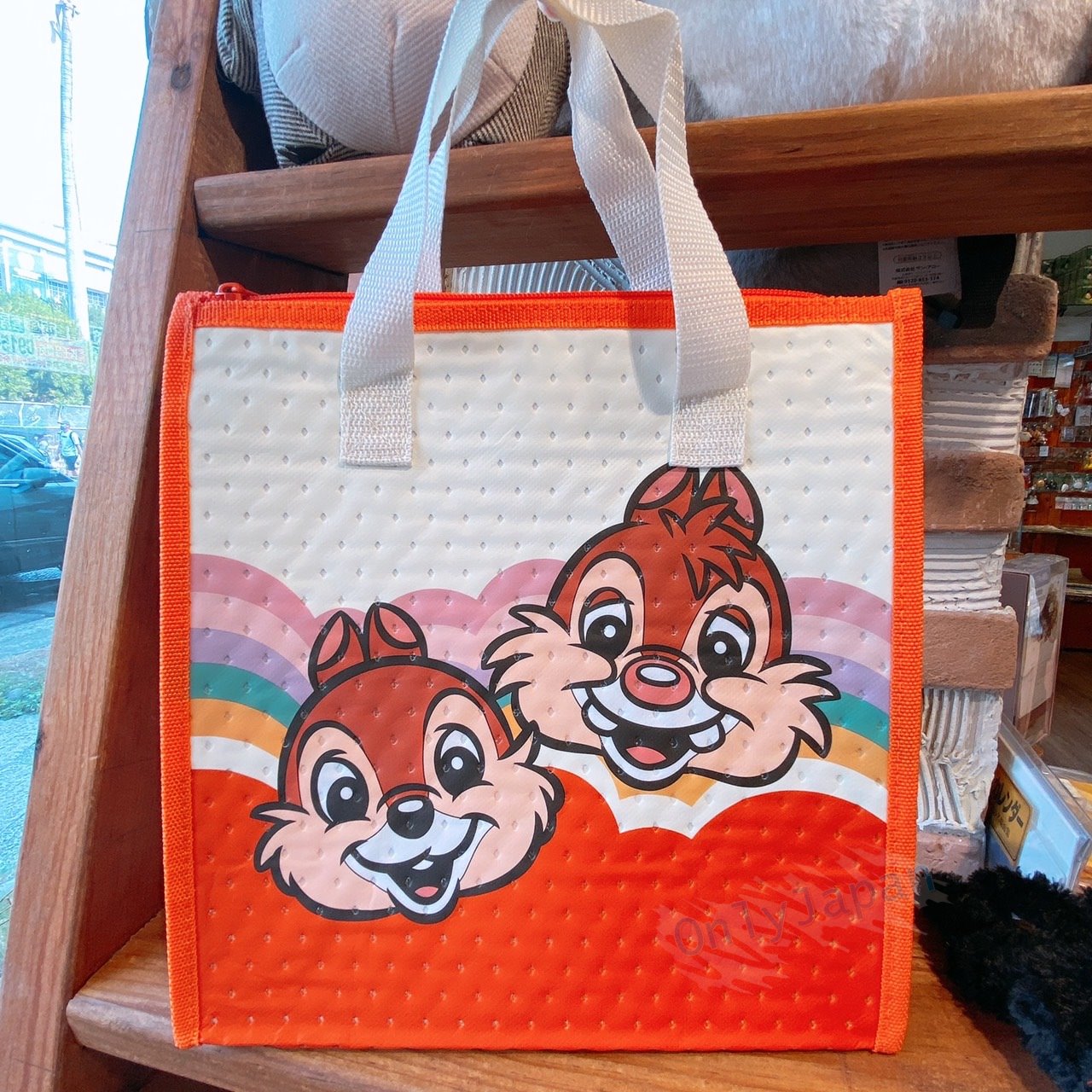 真愛日本 奇奇蒂蒂 花栗鼠 彩色復古橙 不織布 保冷提袋 保冷袋 便當袋 手提袋 便當提袋 野餐袋 禮物