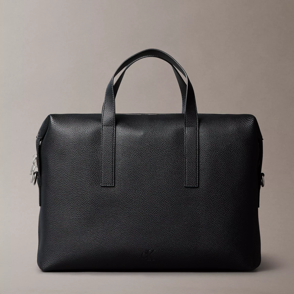 Calvin Klein 電腦包 公事包 鵝卵石紋聚氨酯皮革 斜背包 側背包 手提包 C90514 黑色CK(現貨)▶指定Outlet商品5折起☆現貨【送禮首選★APP下單點數4倍送】