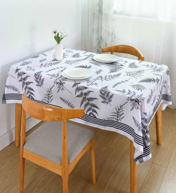 宜家►北歐蕨類植物桌布 (90*150cm) 防水防油加厚餐桌布餐巾 布藝棉麻長方形茶几布