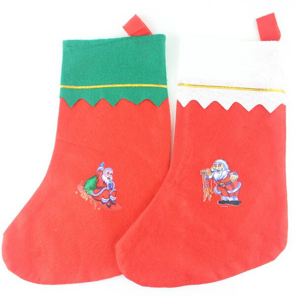 大聖誕襪 小彩圖聖誕襪 耶誕襪 綠邊.白邊/10個入{促30}~5600A