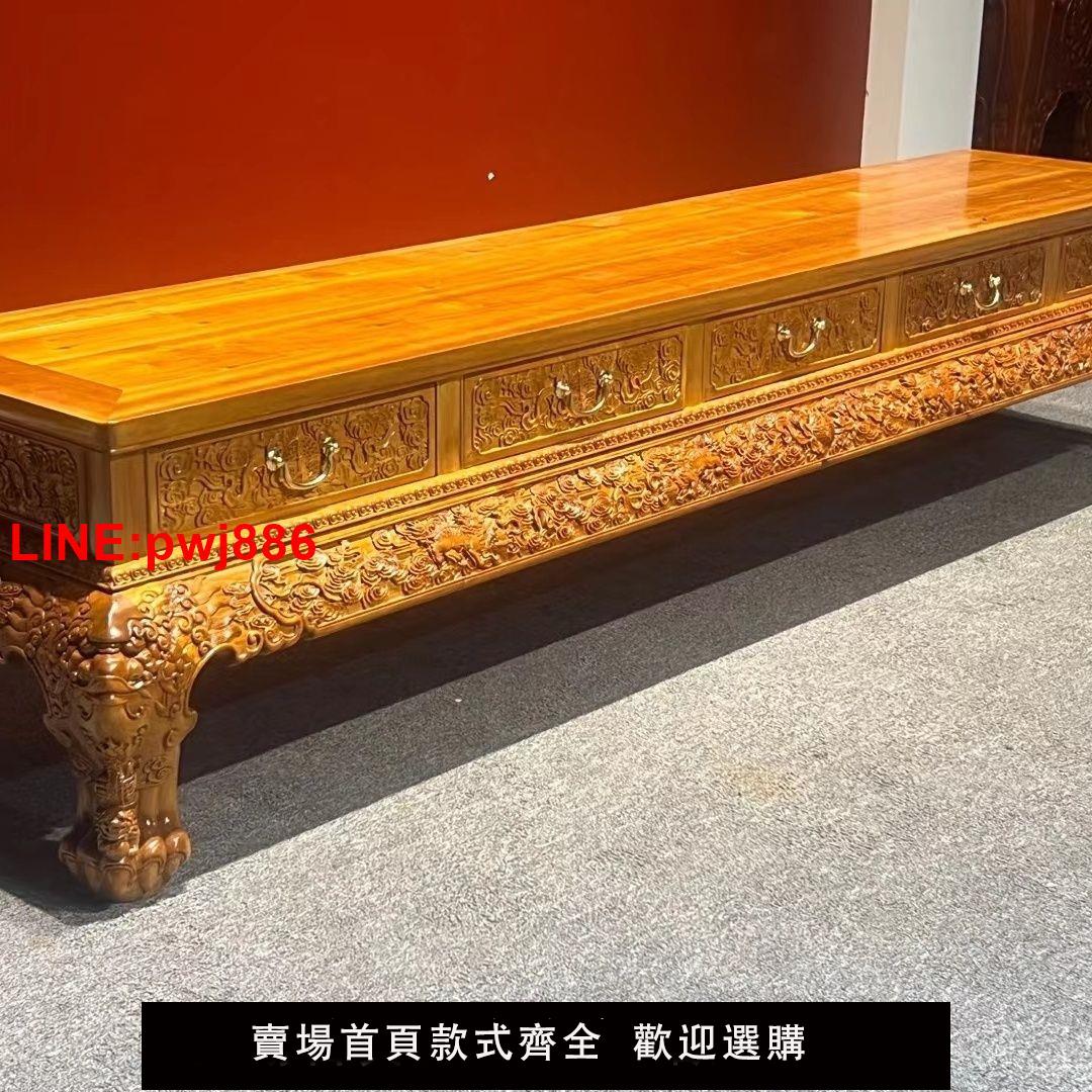 {臺灣公司 可開發票}正宗金絲楠木電視櫃全實木簡約小戶型客廳傢俱電視機櫃加長儲物櫃