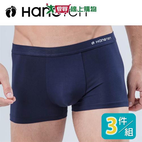 Hang Ten 經典彈力平口男內褲M-XXL(3件裝) 竹炭紗 抑菌抗臭 立體剪裁 四角褲 內褲【愛買】