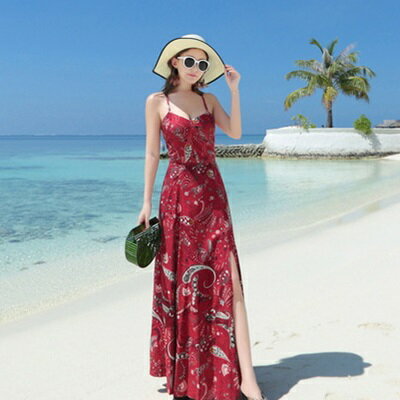 現貨+預購 波希米亞長裙-性感交叉露背雪紡連衣裙73sg42【獨家進口】【米蘭精品】