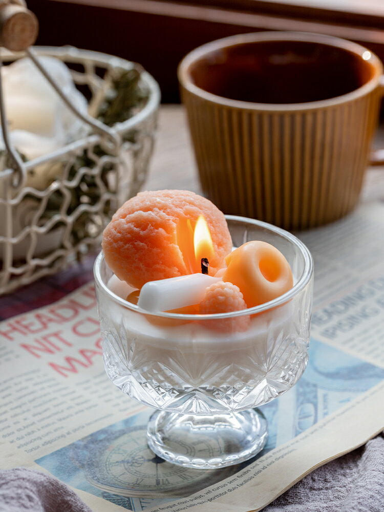 風個性創意冰淇淋蠟燭香薰家用室內持久房間可愛浪漫香氛禮物