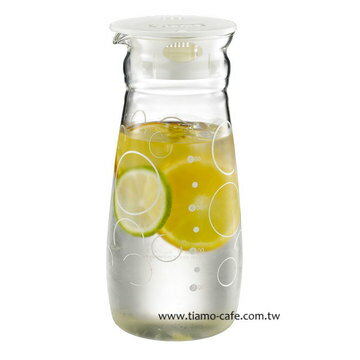 金時代書香咖啡 TIAMO 白色普普風 玻璃水壺 1000ml HG2284