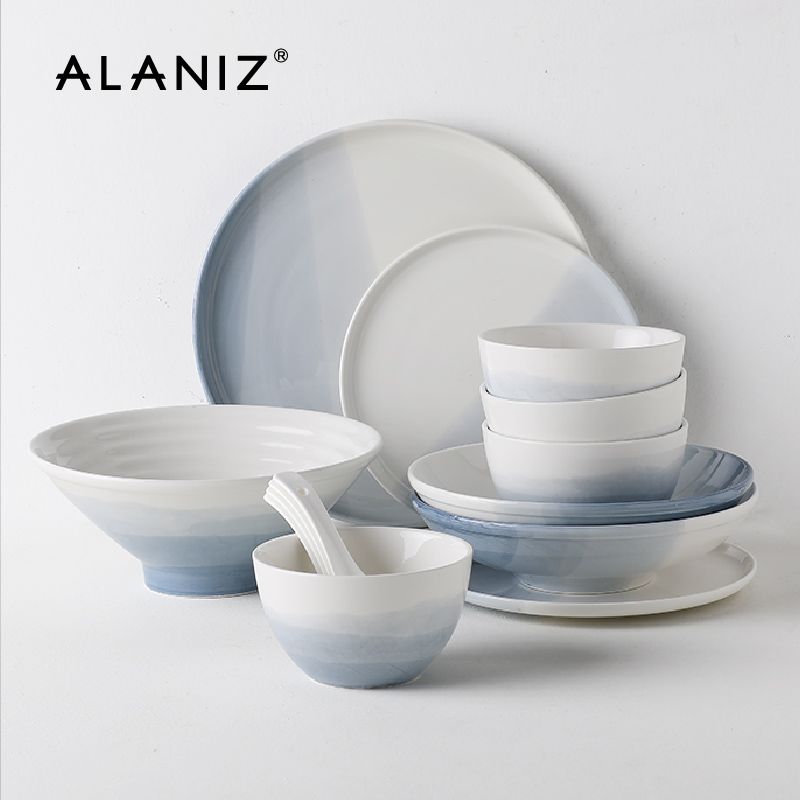 開發票 餐具 alaniz挪威碗碟套裝家用輕奢網紅碗盤子組合陶瓷北歐喬遷餐具套裝