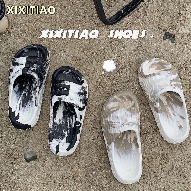 【店鋪熱銷】細細條 韓式ins潮個性撞色涼拖鞋夏季街頭運動風情侶外穿沙灘涼鞋—貼心服飾
